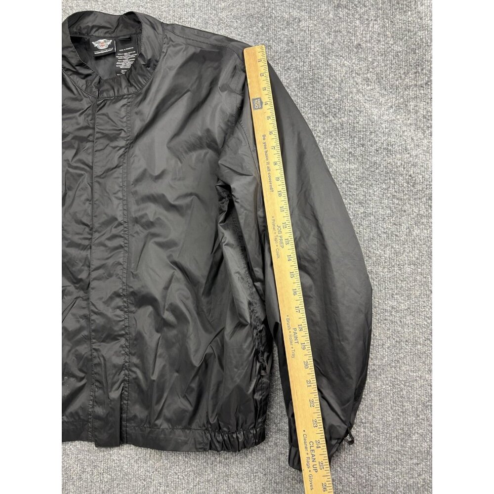 Harley Davidson Jacket Mens Large Black Lightweight Nylon Windbreaker Moto - Picture 4 of 7
